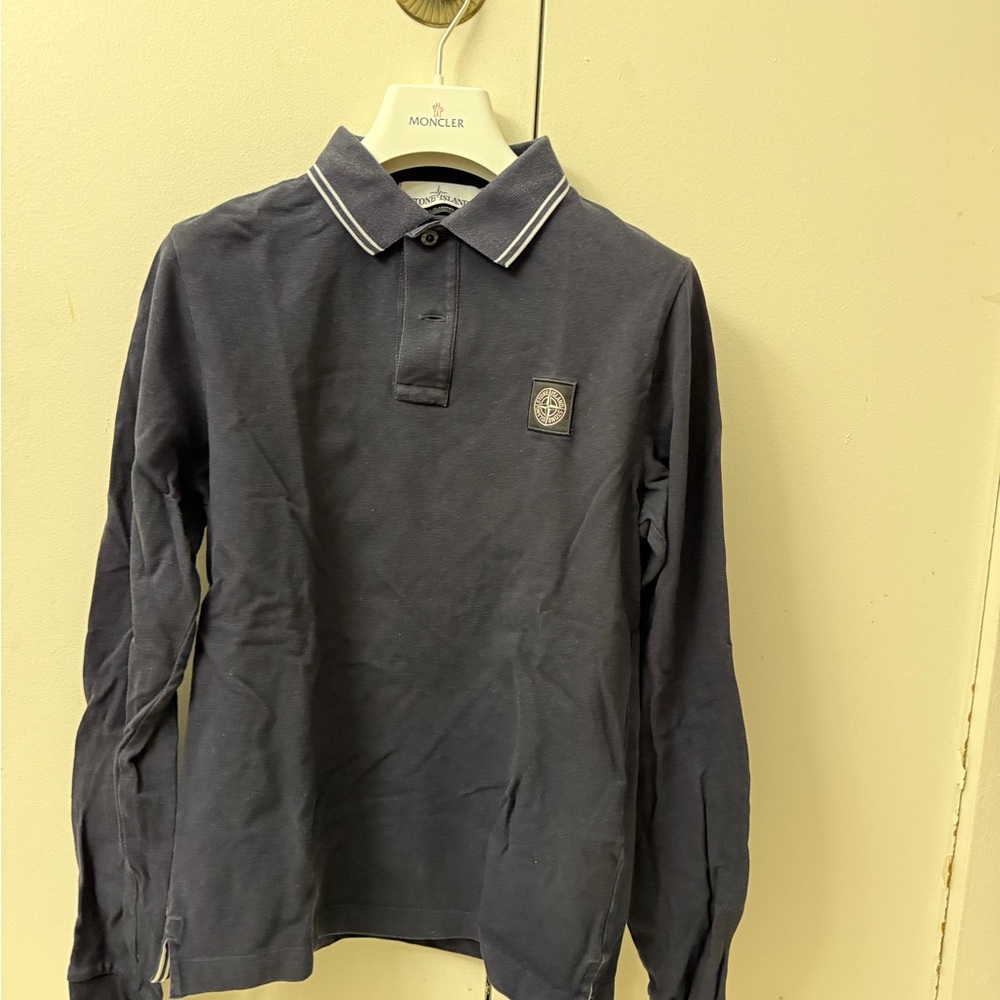 Stone Island Black and White Polo Shirt